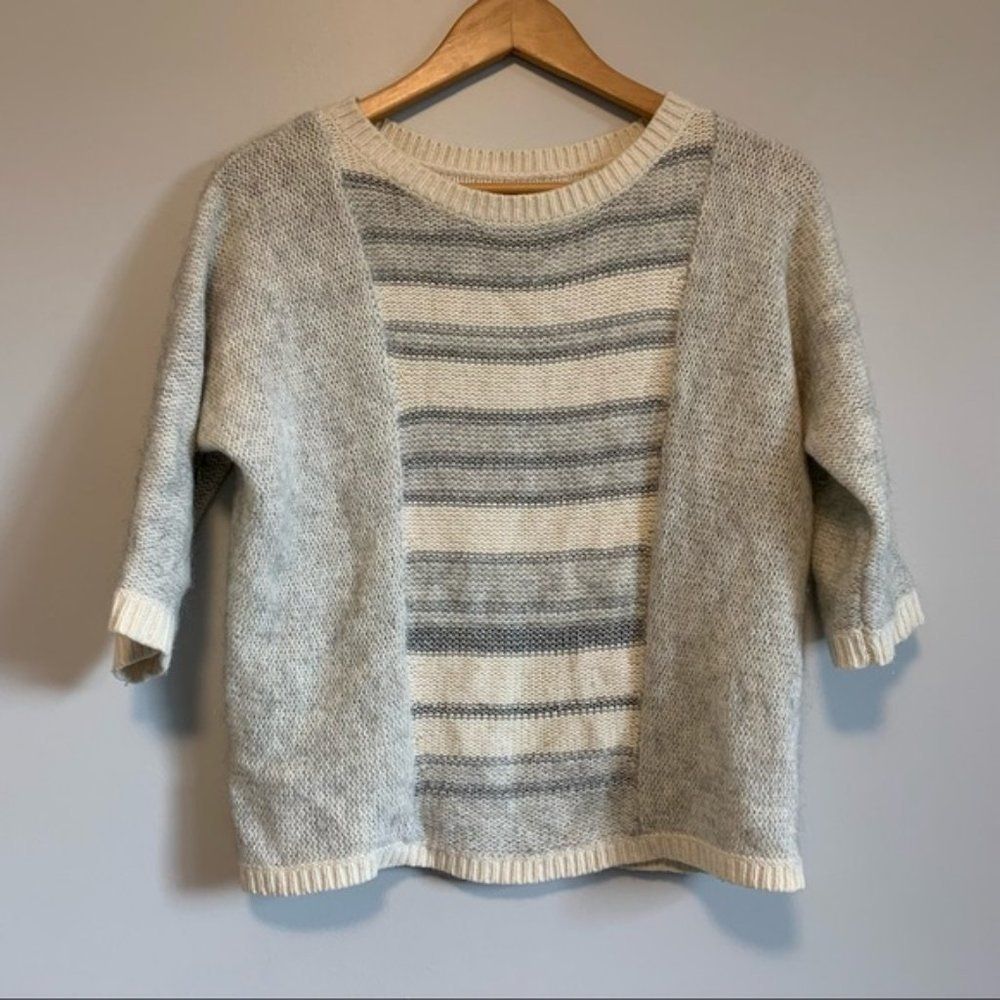 Ann Tylor LOFT cream silver shimmery oversized chunky knit sweater size Small